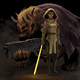 Jedi Belle and Fuzzy Alien Beast